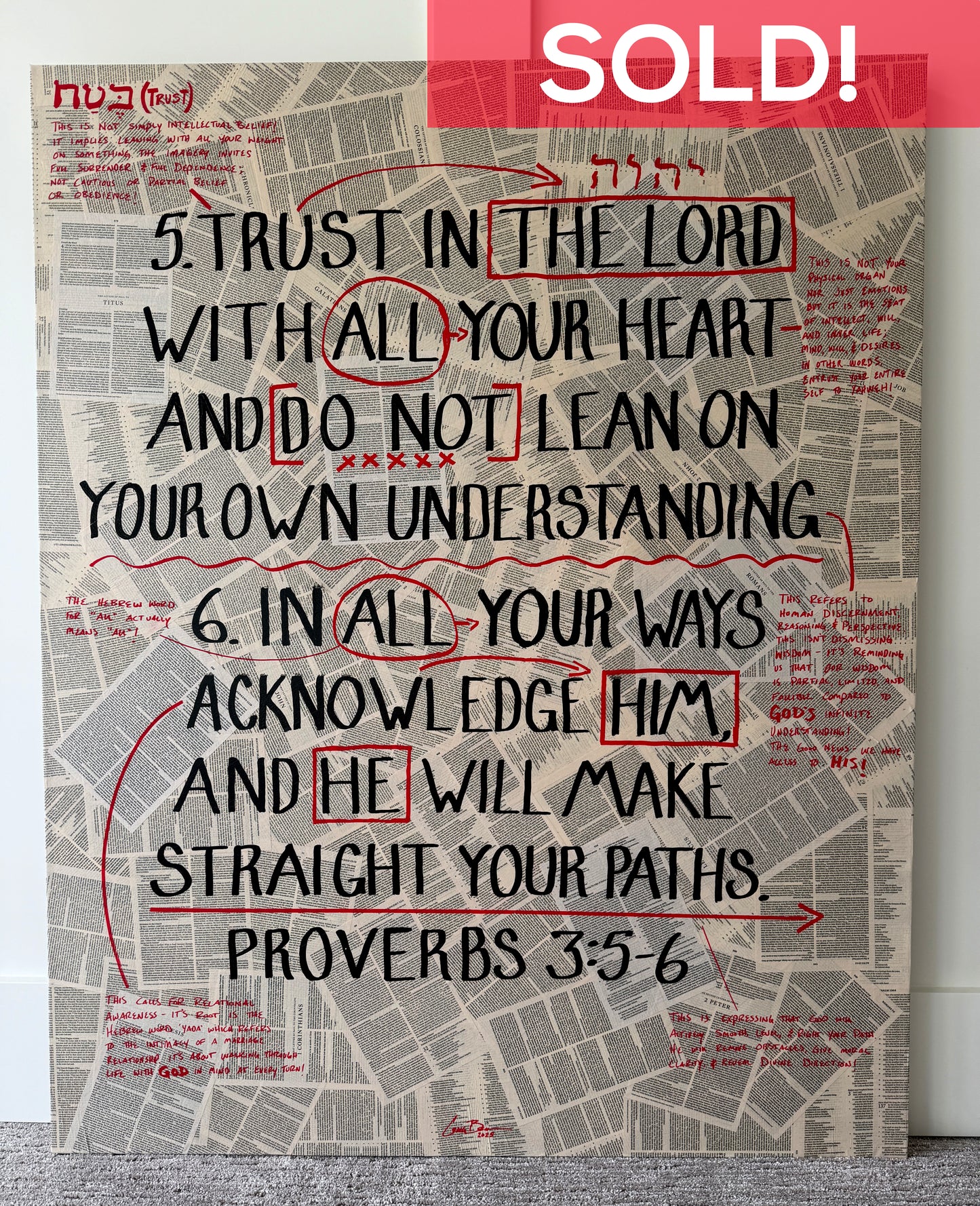 SOLD - Proverbs 3:5-6 with commentary
